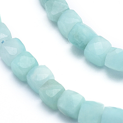 Amazonite Natural Amazonite Beads Strands, Grade AB, Faceted, Cube, 3~4x3~4x3~4mm, Hole: 0.6mm, about 98~108 pcs/Strand, 15.55 inch(39.5cm)