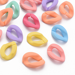 Mixed Color Rubberized Style Acrylic Linking Rings, Quick Link Connectors, For Curb Chains Making, Twist, Mixed Color, 23x16.5x5.5mm, Inner Diameter: 5x12.5mm