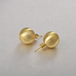 Real 18K Gold Plated Round Ball Drawbench Brass Ear False Plugs for Women, Real 18K Gold Plated, 28x16mm