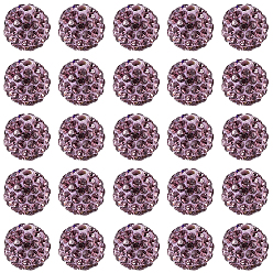 Amatista Ligera 200 piezas pavimentan bolas de bola de discoteca, Abalorios de rhinestone de arcilla polímero, Grado A, rondo, amatista luz, 10 mm, agujero: 1.5 mm