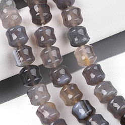 Серый агат Серые натуральные бусины из агата , колонка, 9.5~10.5x9.5~10.5 мм, отверстие : 0.7~0.8 мм, около 38~40 шт / нитка, 15.35~15.94 дюйм (39~40.5 см)