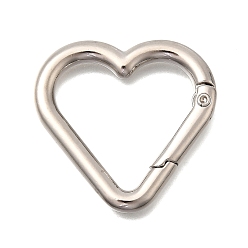 Платина Пружинные кольца из цинкового сплава, сердце, платина, 32x33x4 мм