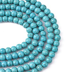 Turquoise Synthetical Howlite Beads, Dyed, Round, Turquoise, 8mm, Hole: 1mm, about 1400pcs/1000g
