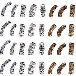 Mixed Color Tibetan Style Alloy Beads, Hollow Tube, Mixed Color, 7.4x7.2x1.7cm, 32pcs/set