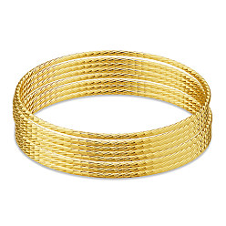 Латунь Наборы буддийских браслетов из латуни, реальный 24 k позолоченный, 2-3/8 дюйм (6.2 см), 8 шт / комплект