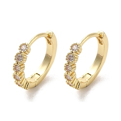 Золотой Серьги-кольца Huggie из латуни с микропаве из кубического циркония, кольцо, золотые, 13x14x2.5 мм