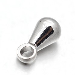Stainless Steel Color Tarnish Resistant 303 Stainless Steel Charms, Chain Extender Drop, Teardrop, Stainless Steel Color, 6x3mm, Hole: 1mm