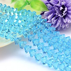 Cornflower Blue Faceted Cone Imitation Austrian Crystal Bead Strands, Grade AAA, Cornflower Blue, 6x4mm, Hole: 0.7~0.9mm, about 100pcs/strand, 15.7 inch
