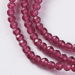 Pale Violet Red Glass Beads Strands, Faceted, Round, Pale Violet Red, 2x2mm, Hole: 0.4mm, about 193~197pcs/strand, 14.17 inch~15.51 inch(36~39.4cm)