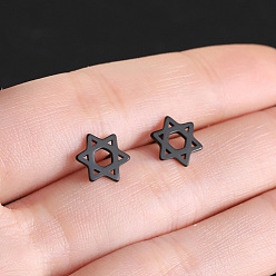 Черный Серьги-гвоздики из нержавеющей стали в форме звезд, чёрные, 97x84 мм