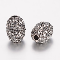 Jet Hematite Alloy Rhinestone Beads, Oval, Hematite, 16x12mm, Hole: 2.5mm