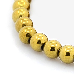 с Золотистым Покрытием Круглый немагнитная синтетический гематит бисер пряди, с золотым покрытием, 6 мм, отверстие : 1 мм, около 69 шт / нитка, 16 дюйм