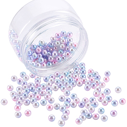 Pink Perles acrylique imitation arc-en-ciel, perles de sirène gradient, sans trou, ronde, rose, 6mm, environ 500 pcs / boîte