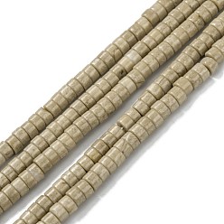 Ископаемое Натуральные нити из окаменелости, Плоский круглый / диск, Heishi бусы, 4x2~2.5 мм, отверстие : 1 мм, около 152~158 шт / нитка, 15.04''~15.35'' (38.2~39 см)