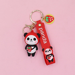Red Silicone Panda Keychain for Women, Car Charm Bag Pendant, Red, 10.5cm