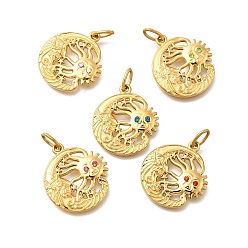 (52) Непрозрачная лаванда 304 подвески из нержавеющей стали, со стразами и прыгающим кольцом, ионное покрытие (ip), луна и солнце, реальный 14 k позолоченный, разноцветные, 22x19.5x2 мм, отверстие : 5x2.5 мм