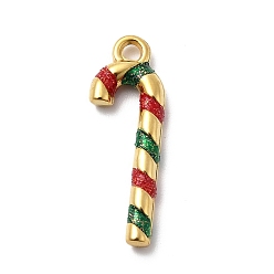 Candy Cane 304 нержавеющей стальной эмали подвески, ионное покрытие (ip), реальный 18 k позолоченный, шоколадная конфета, 27.5x9.5x3.3 мм, отверстие : 2 мм