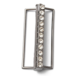 Черный Цвет Металла Пряжки для ремня со стразами из сплава, для пуховика ветровка аксессуары для одежды, прямоугольные, металлический черный , 60x27.5x11.5 мм, отверстие : 49x7 мм