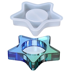 Белый Силиконовые формы для подсвечников в форме звезды, формы для литья смолы, для уф-смолы, изготовление изделий из эпоксидной смолы, белые, 120x124x21 мм, плоско-круглые: 54 mm