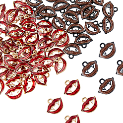 (52) Непрозрачная лаванда 100 шт 2 цвета сплава эмаль подвески, очарование губ, разноцветные, 11x13.5x2.5 мм, отверстие : 1.6 мм, 50 шт / цвет