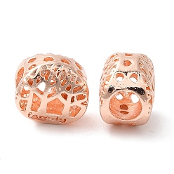 Розовое Золото Стойки покрытие сплава европейские шарики, без кадмия, без никеля и без свинца, бусины с большим отверстием, овал с древом жизни и семейством слов, розовое золото , 10.5x11x8 мм, отверстие : 5 мм