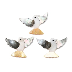 Разноцветный Кабошоны из натуральной черной ракушки, белой ракушки и желтой ракушки, птица, красочный, 24x35x3 мм