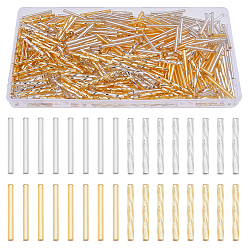 (52) Непрозрачная лаванда 600шт 4 стиль стеклярусные бусины, круглое отверстие, твист и круглые бусины из стекляруса, разноцветные, 25~26x2.5 мм, отверстие : 1 мм