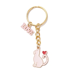 Лавандовый румянец Брелки-подвески из сплава и эмали ко дню святого валентина, с железными разъемными кольцами для ключей, кошелек, украшение для рюкзака, кошка, люблю сердце, лавандовый румянец, 73 мм