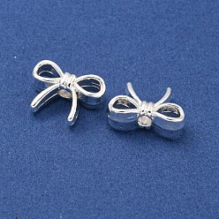 Argent Crémaillère perles en alliage placage, bowknot, argenterie, 13.5x10x5mm, Trou: 2mm