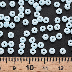 Light Cyan 6/0 Glass Seed Beads, Macaron Color, Round Hole, Round, Light Cyan, 4~4.5x3mm, Hole: 1~1.2mm, about 4500pcs/bag, about 450g/bag.