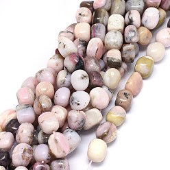 Pink Opal Natural Pink Opal Beads Strands, Oval, 10~18x11~13mm, Hole: 1mm, about 25~27pcs/strand, 15.3 inch