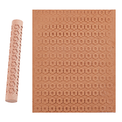 Flower Beech Wood Ceramics Tool, Round Column, Flower Pattern, 151x21mm