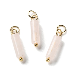 Розовый Кварц Природного розового кварца подвески, подвески-колонны с 304 кольцами из нержавеющей стали, золотые, 18.5~19x4~4.5 мм, отверстие : 3.5 мм