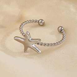 Платина 304 из нержавеющей стали манжеты кольца, морская звезда, платина, 11x14 мм