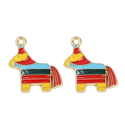 Лошадь Подвески из сплава с эмалью на тему Синко де Майо, золотые, лошадь-пиньята, 23x20x2.5 мм, отверстие : 1.8 мм, 10 шт / комплект