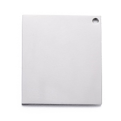 Stainless Steel Color Non-Tarnish 304 Stainless Steel Pendants, Stamping Blank Tag, Rectangle, Stainless Steel Color, 20x17x1mm, Hole: 1.2mm