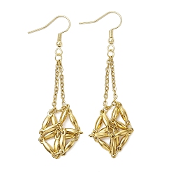 Золотой 304 крючки для сережек из нержавеющей стали с лотком, пустой мешочек для макраме, держатель для бусин, настройки для сережек, золотые, 68.5x13 мм