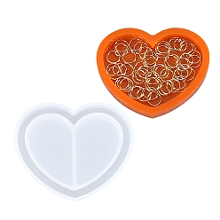 Сердце Формы для подносов из пищевого силикона, формы для литья смолы, для уф-смолы, изготовление изделий из эпоксидной смолы, сердце, 53x68x10 мм