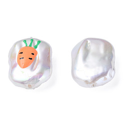 Light Salmon ABS Plastic Imitation Pearl Beads, with Enamel, Oval with Carrot, Light Salmon, 21x15x7mm, Hole: 1.2mm
