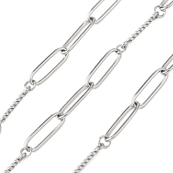 Нержавеющая Сталь Цвет 304 цепи овальные из нержавеющей стали, пайки, с катушкой, цвет нержавеющей стали, 10x3x0.5 мм