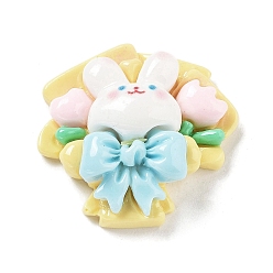 Кролик Непрозрачная смола и пластиковые кабошоны, животные, бантом, кролик, 26x27x10 мм