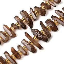 Кокосово-Коричневый Природных кристаллов кварца бисер нитей, граненые, окрашенные, палочка для наггетсов, с бисером, кокосового коричневый, 11~25x3~9x4~10 мм, отверстие : 1~1.2 мм, около 19~26 шт / нитка, 7.09~7.48'' (18~19 см)