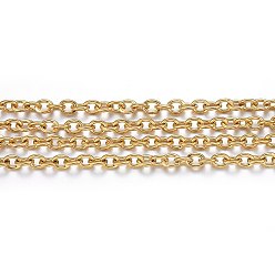 Golden 304 Stainless Steel Cable Chains, Unwelded, with Spool, Oval, Golden, 5x4x1mm, about 82.02 Feet(25m)/roll
