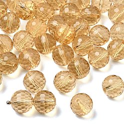 Золотистый К 9 стекло, имитация Австрийские кристаллические шарики, класс AAA, граненый (128 граней), круглые, золотые, 10 мм, отверстие : 0.9~1 мм