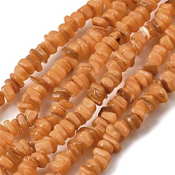 Сэнди Коричневый Естественных пресноводных стеклянные бусы, окрашенные, самородки, песчаный коричневый, 4.5~9x4.5~7x1.5~5 мм, отверстие : 0.8 мм, около 163~165 шт / нитка, 14.88~15.08'' (37.8~38.3 см)