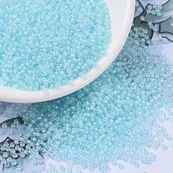 (RR220) Aqua Mist Lined Crystal MIYUKI Round Rocailles Beads, Japanese Seed Beads, (RR220) Aqua Mist Lined Crystal, 11/0, 2x1.3mm, Hole: 0.8mm, about 1100pcs/bottle, 10g/bottle