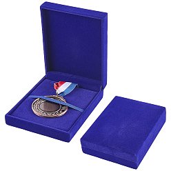 Dark Blue Velvet Badge Packing Boxes, Rectangle, Dark Blue, 12x10x3cm
