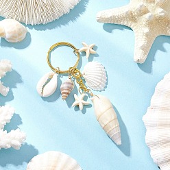 Золотой Брелок из железа и латуни, со спиральной оболочки, Тема океана, золотые, 99 мм