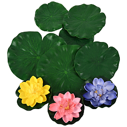 Mixed Color Artificial EVA Foam Lotus Leaf & Flower, for Aquarium Home Garden Wedding Decorations, Mixed Color, 98~165x130mm, 1pc/color