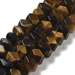 Œil De Tigre Chapelets de perles oeil de tigre naturelles, nuggets, facette, 6~8x10.5~14x8~9.5mm, Trou: 1.2mm, Environ 57~61 pcs/chapelet, 15.16''~15.39'' (38.5~39.1 cm)